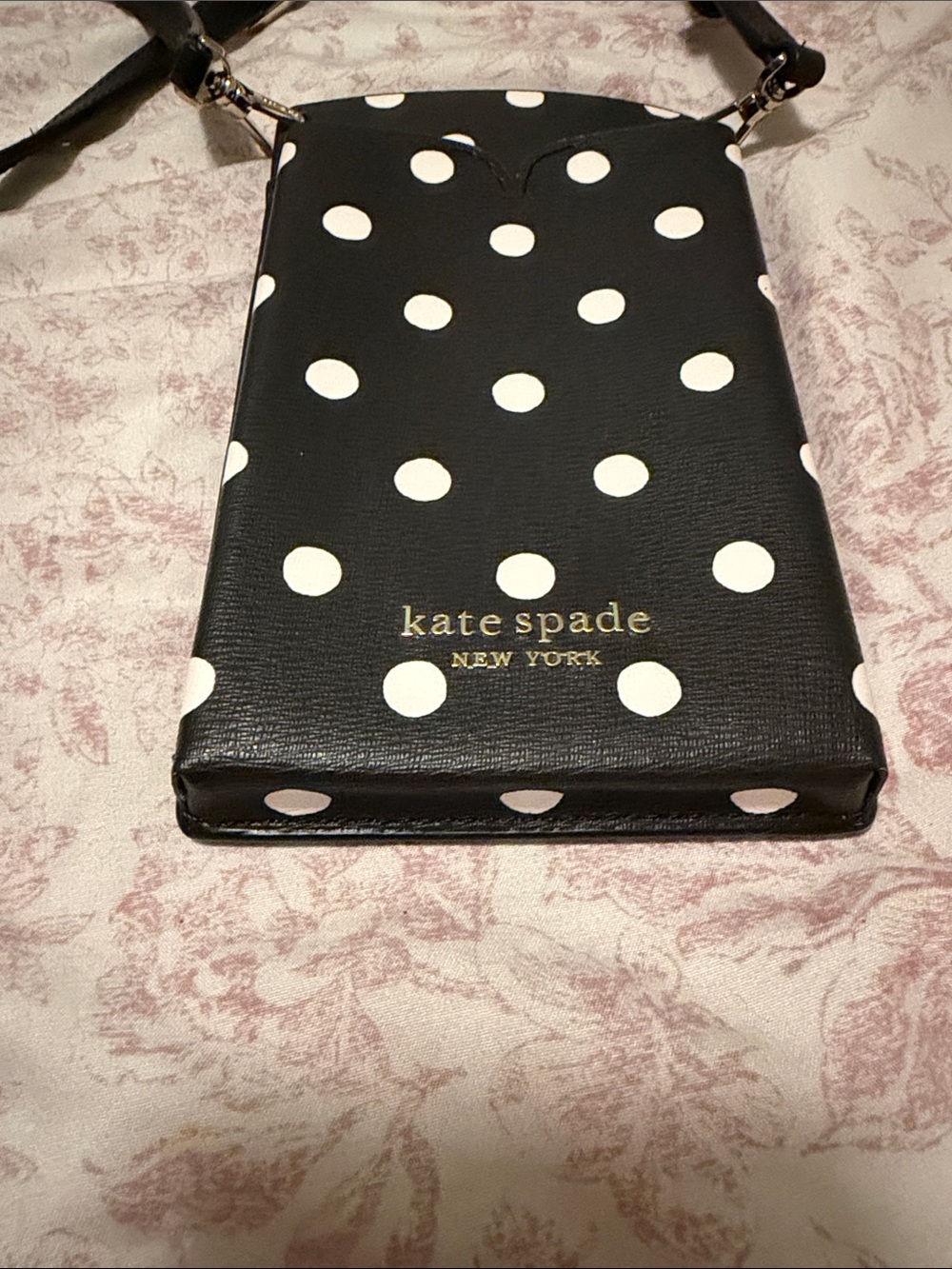 kate spade Black and White Polka Dot Crossbody Phone Pouch - Picture 4 of 4